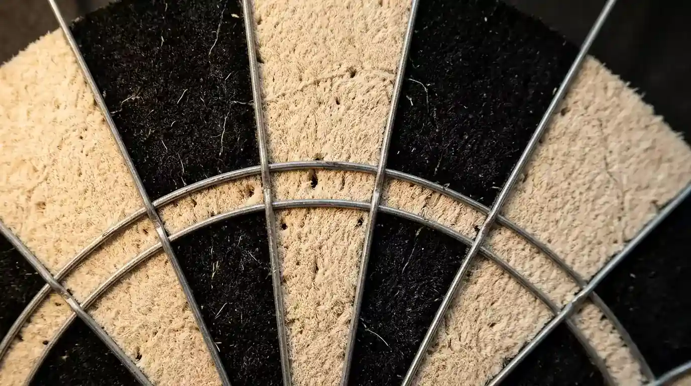 Detailansicht der Doppelfelder auf einem professionellen Dartboard