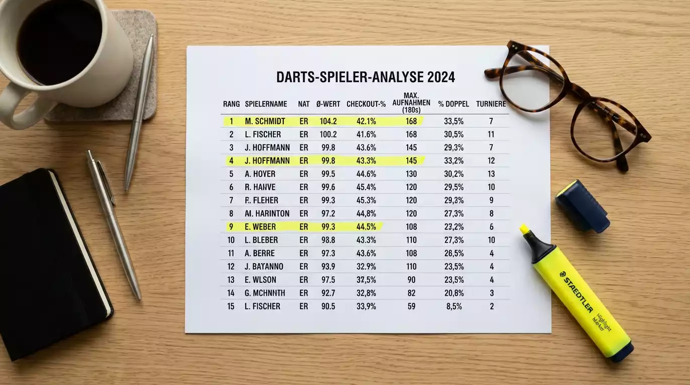 Three-Dart-Average und Checkout-Quote für Darts-Wetten analysieren